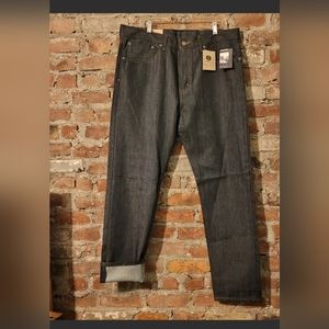 LEVIS 521 / 508 WATER LESS RAW REGULAR FIT TAPERED HEM DENIM JEANS 36W 32L BLUE